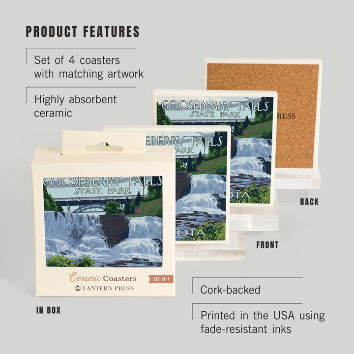 Gooseberry Falls State Park, Minnesota, Coasters Coasters Lantern Press