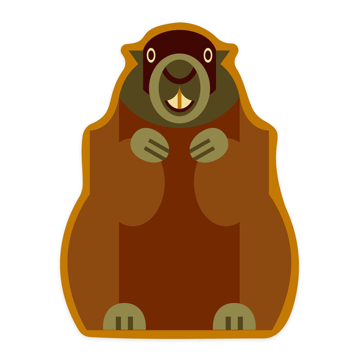 Gopher, Geometric, Contour, Vinyl Sticker Sticker Lantern Press
