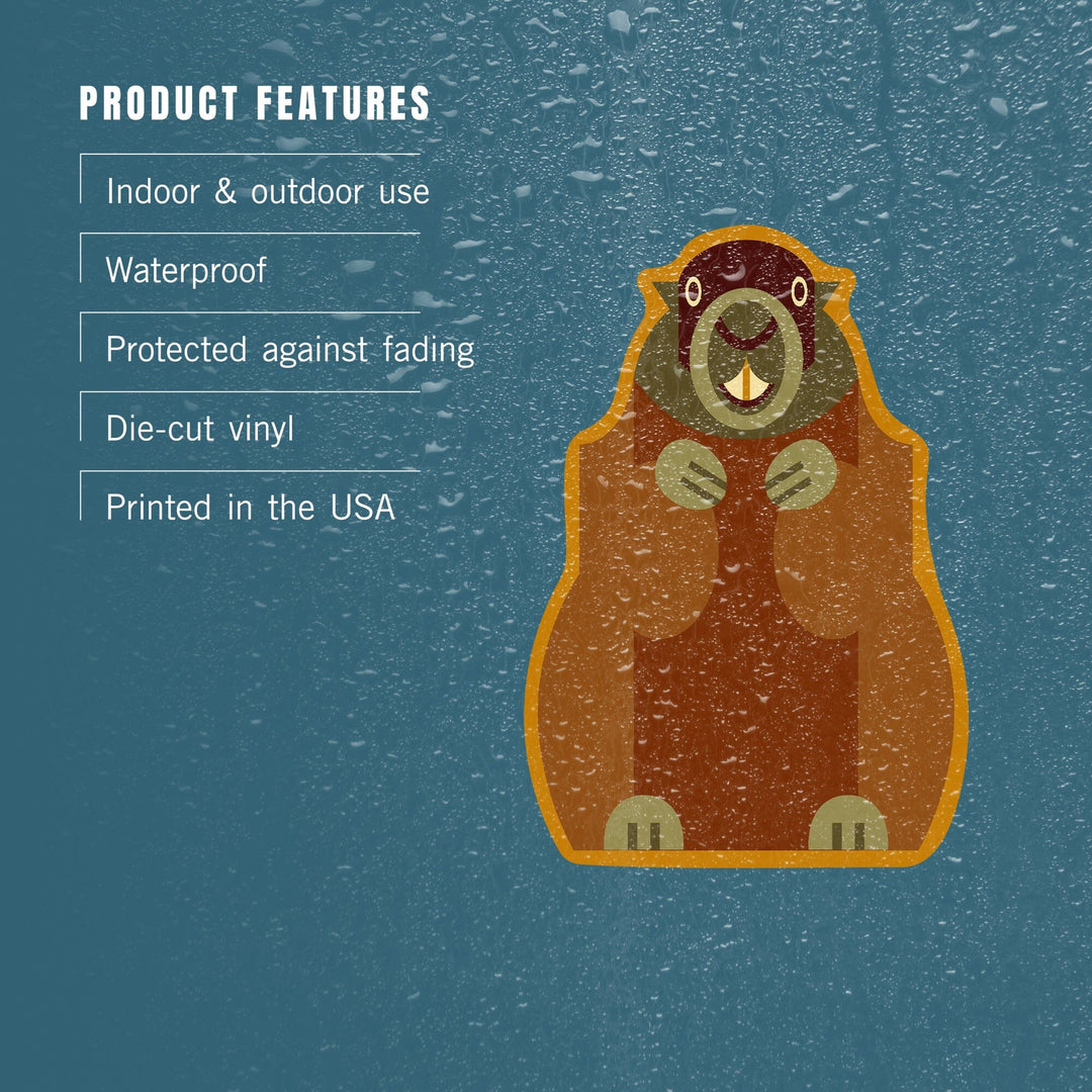 Gopher, Geometric, Contour, Vinyl Sticker Sticker Lantern Press