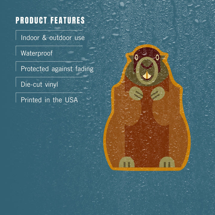 Gopher, Geometric, Contour, Vinyl Sticker Sticker Lantern Press
