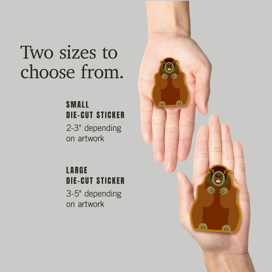 Gopher, Geometric, Contour, Vinyl Sticker Sticker Lantern Press