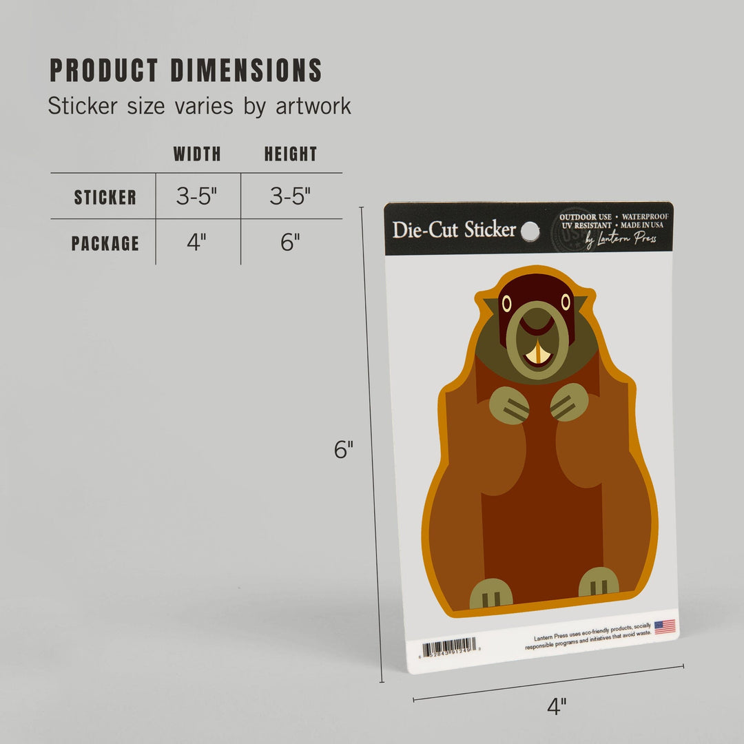 Gopher, Geometric, Contour, Vinyl Sticker Sticker Lantern Press