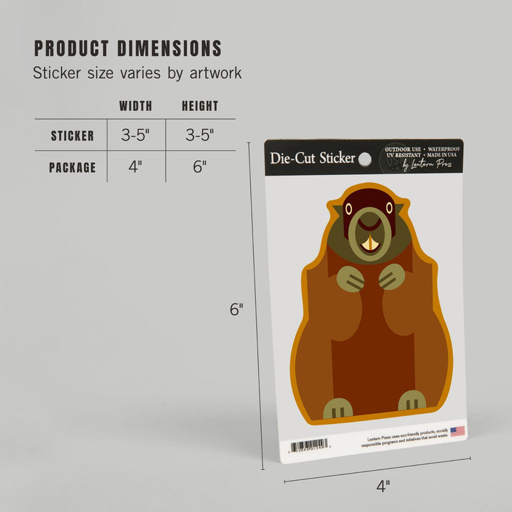 Gopher, Geometric, Contour, Vinyl Sticker Sticker Lantern Press