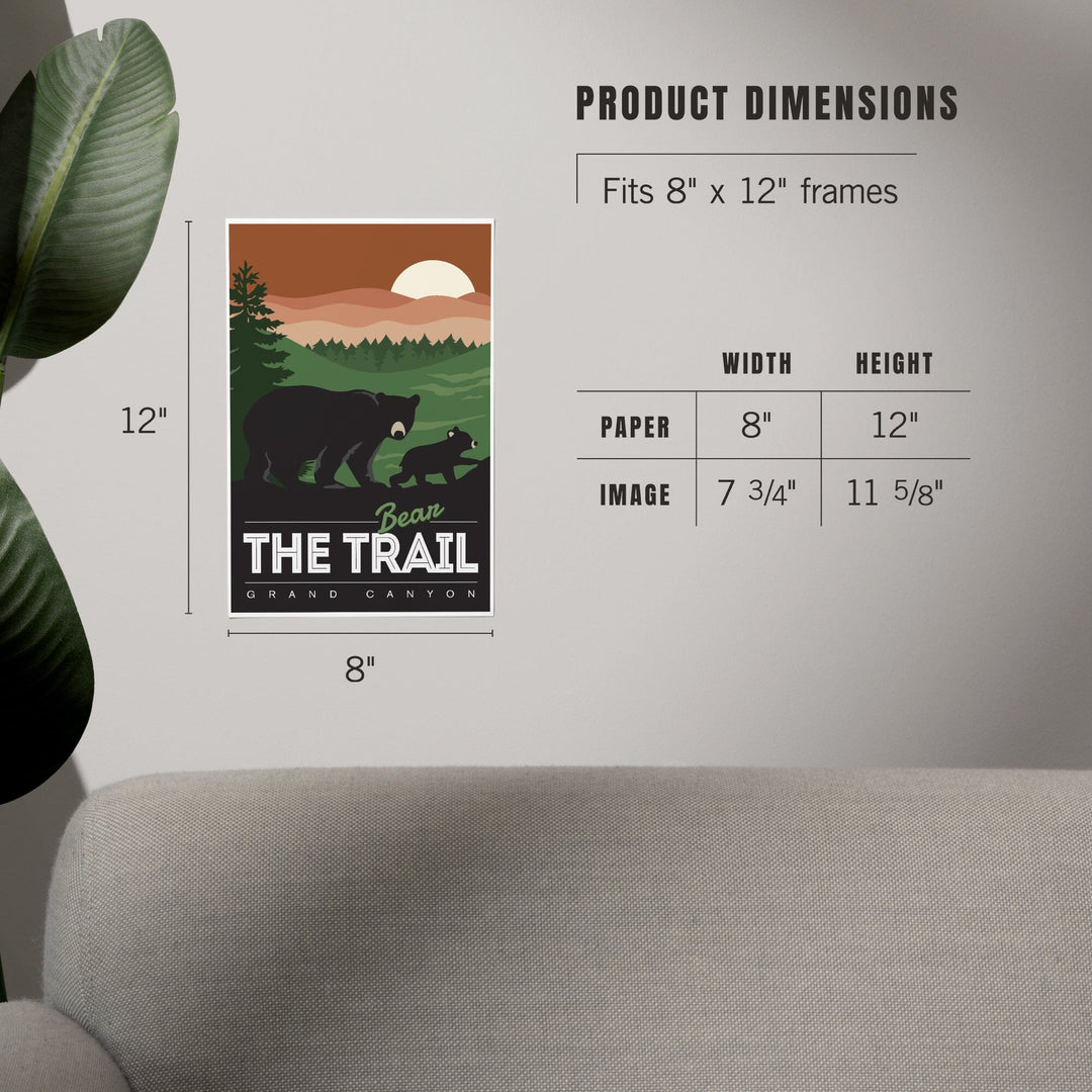 Grand Canyon National Park, Arizona, Bear the Trail, Vector Style, Art & Giclee Prints Art Lantern Press