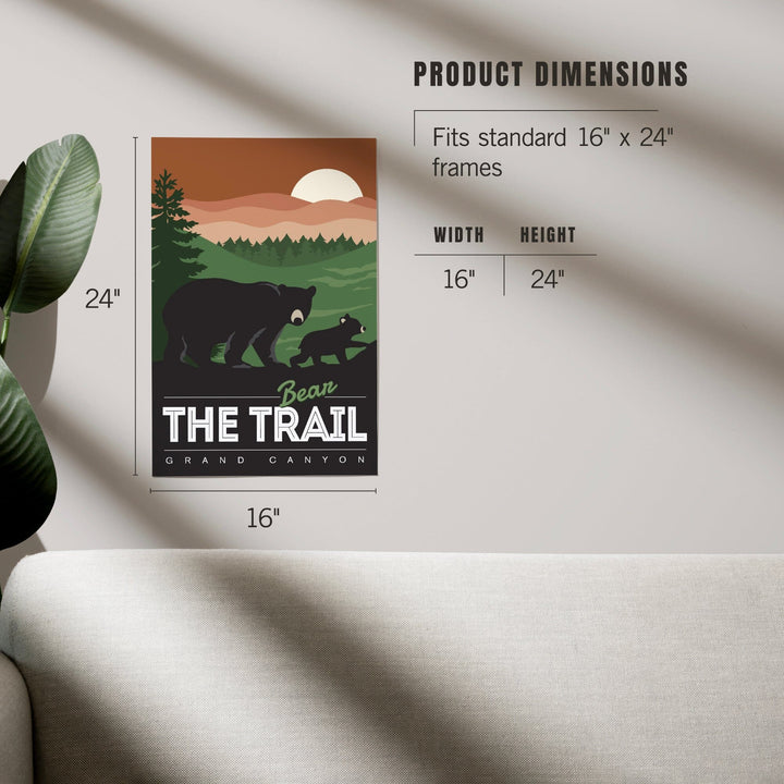 Grand Canyon National Park, Arizona, Bear the Trail, Vector Style, Art & Giclee Prints Art Lantern Press