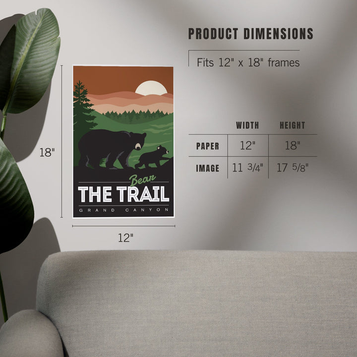 Grand Canyon National Park, Arizona, Bear the Trail, Vector Style, Art & Giclee Prints Art Lantern Press