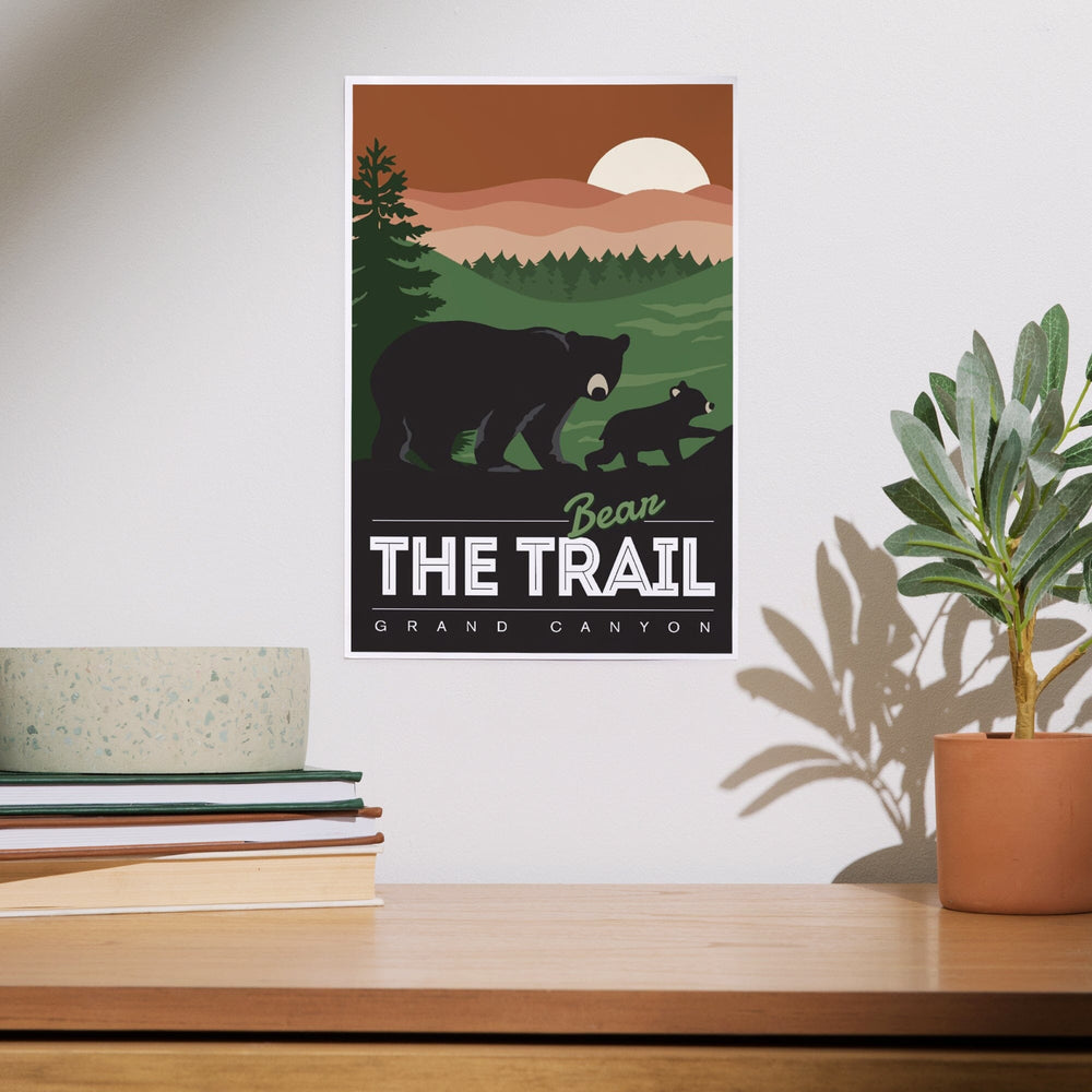 Grand Canyon National Park, Arizona, Bear the Trail, Vector Style, Art & Giclee Prints Art Lantern Press
