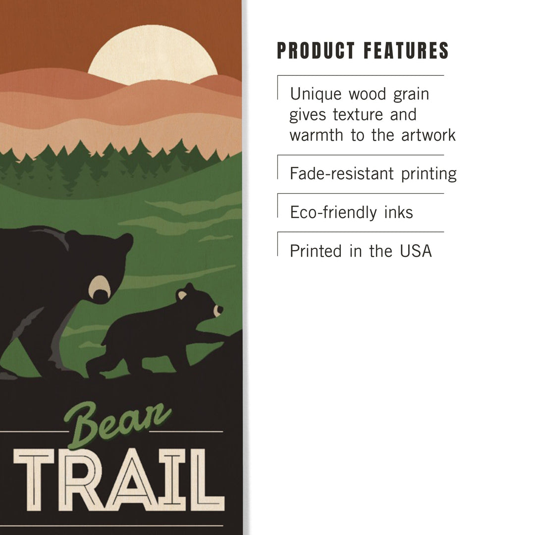 Grand Canyon National Park, Arizona, Bear the Trail, Vector Style, Wood Signs and Postcards Wood Lantern Press