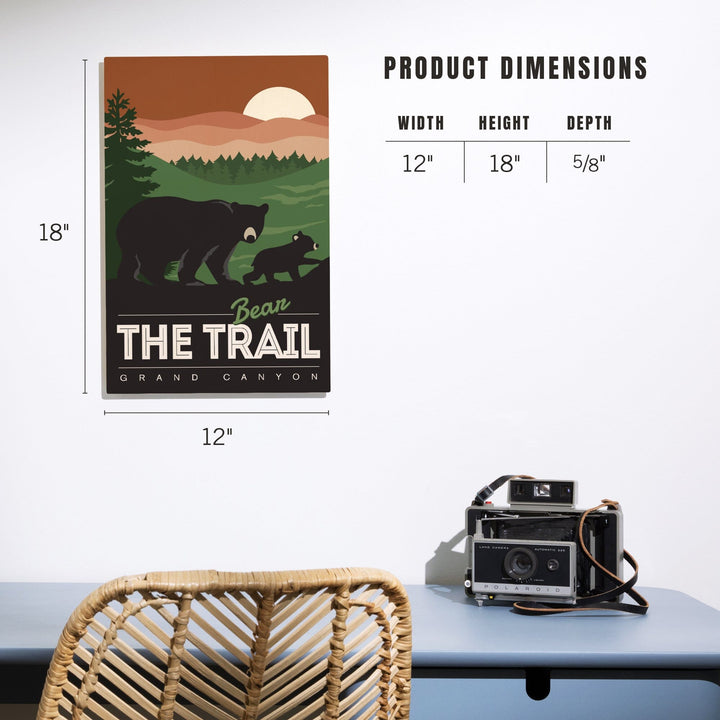 Grand Canyon National Park, Arizona, Bear the Trail, Vector Style, Wood Signs and Postcards Wood Lantern Press