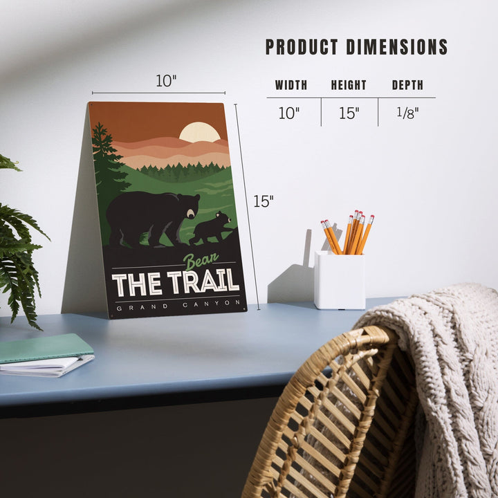 Grand Canyon National Park, Arizona, Bear the Trail, Vector Style, Wood Signs and Postcards Wood Lantern Press