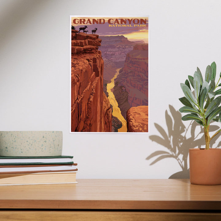 Grand Canyon National Park, Arizona, Bighorn Sheep on Point, Art & Giclee Prints Art Lantern Press 