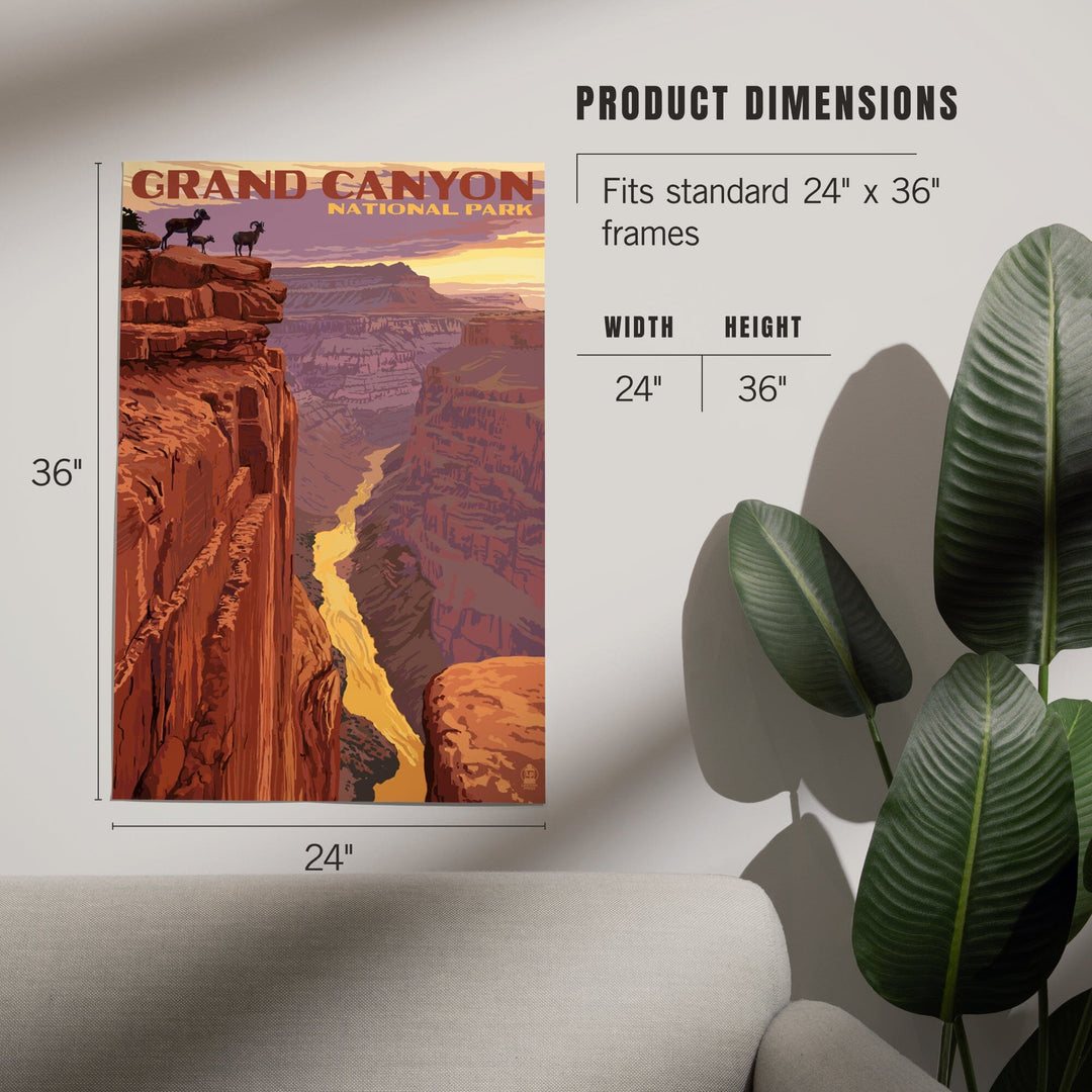 Grand Canyon National Park, Arizona, Bighorn Sheep on Point, Art & Giclee Prints - Lantern Press
