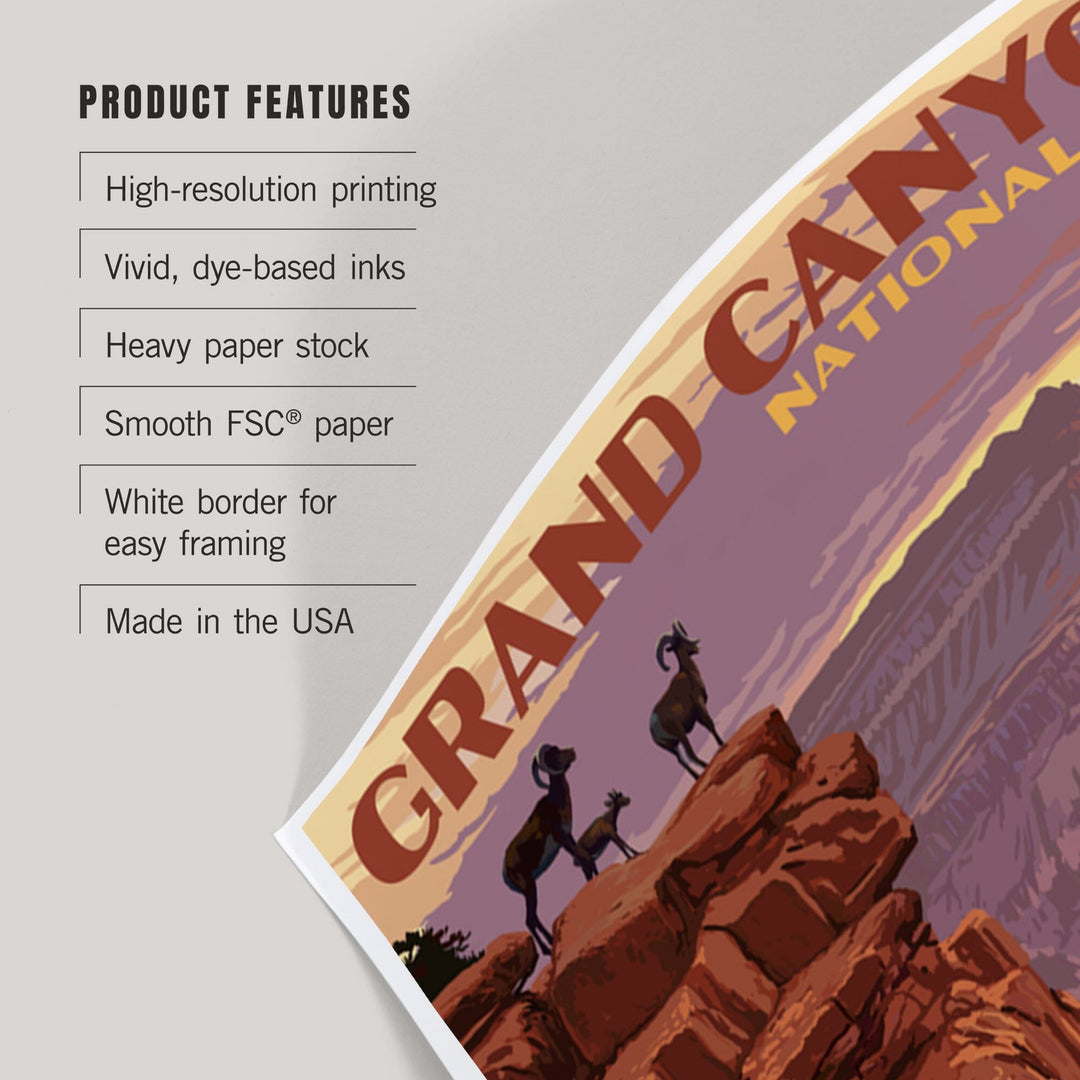 Grand Canyon National Park, Arizona, Bighorn Sheep on Point, Art & Giclee Prints - Lantern Press