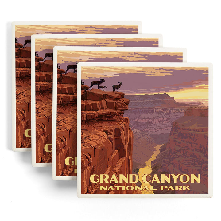 Grand Canyon National Park, Arizona, Bighorn Sheep on Point, Coasters Coasters Lantern Press