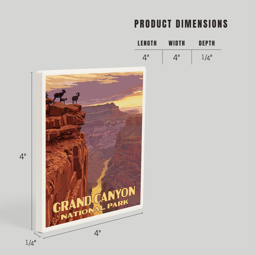 Grand Canyon National Park, Arizona, Bighorn Sheep on Point, Coasters Coasters Lantern Press