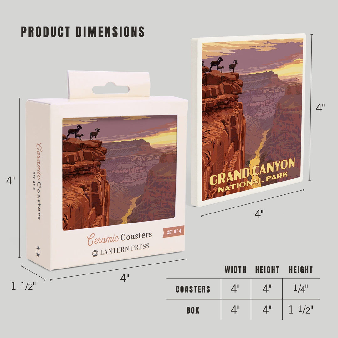 Grand Canyon National Park, Arizona, Bighorn Sheep on Point, Coasters Coasters Lantern Press