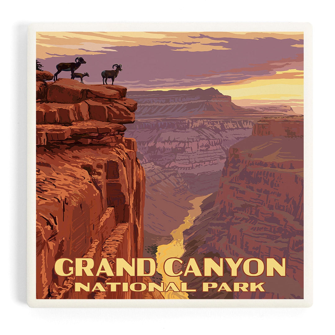 Grand Canyon National Park, Arizona, Bighorn Sheep on Point, Coasters Coasters Lantern Press