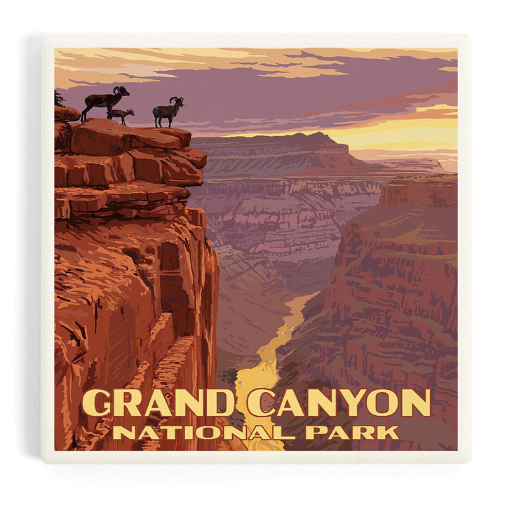 Grand Canyon National Park, Arizona, Bighorn Sheep on Point, Coasters Coasters Lantern Press