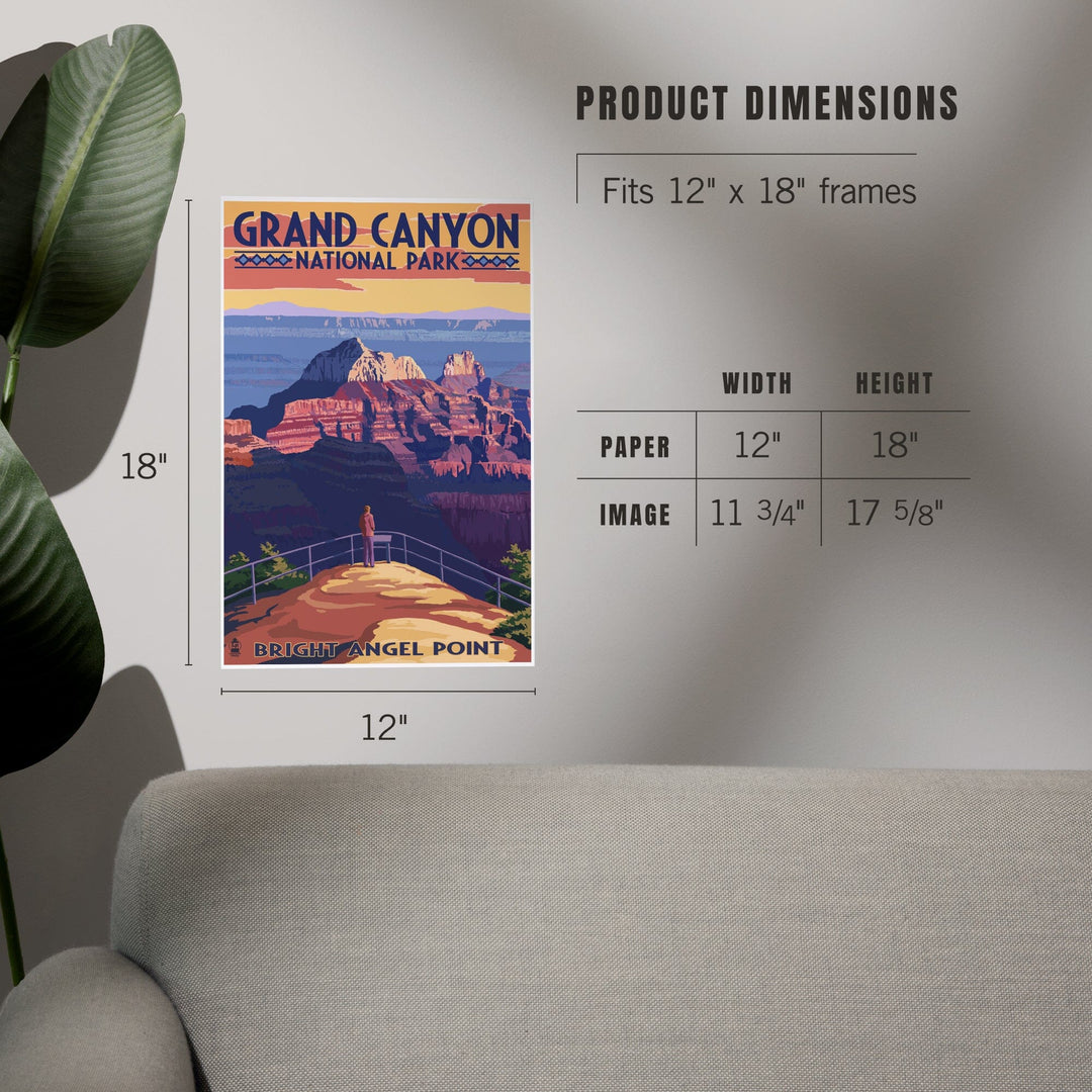 Grand Canyon National Park, Arizona, Bright Angel Point, Art & Giclee Prints - Lantern Press