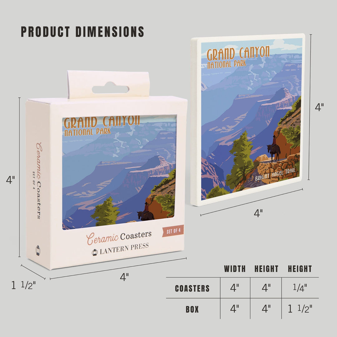 Grand Canyon National Park, Arizona, Bright Angel Trail, Coasters Coasters Lantern Press