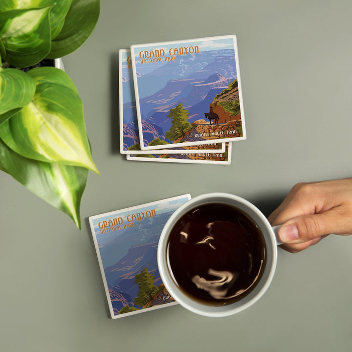 Grand Canyon National Park, Arizona, Bright Angel Trail, Coasters Coasters Lantern Press
