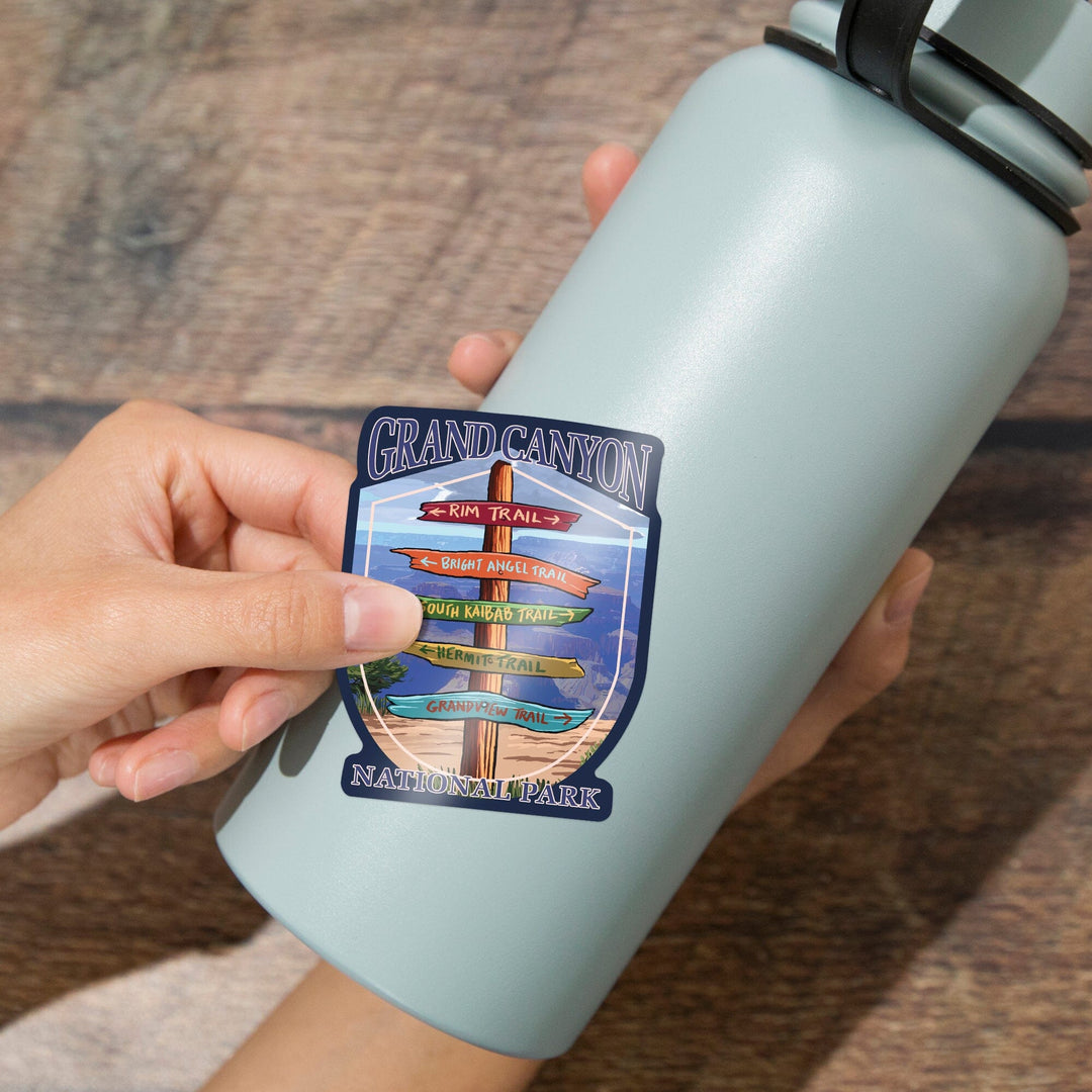 Grand Canyon National Park, Arizona, Destination Signpost, Contour, Vinyl Sticker - Lantern Press