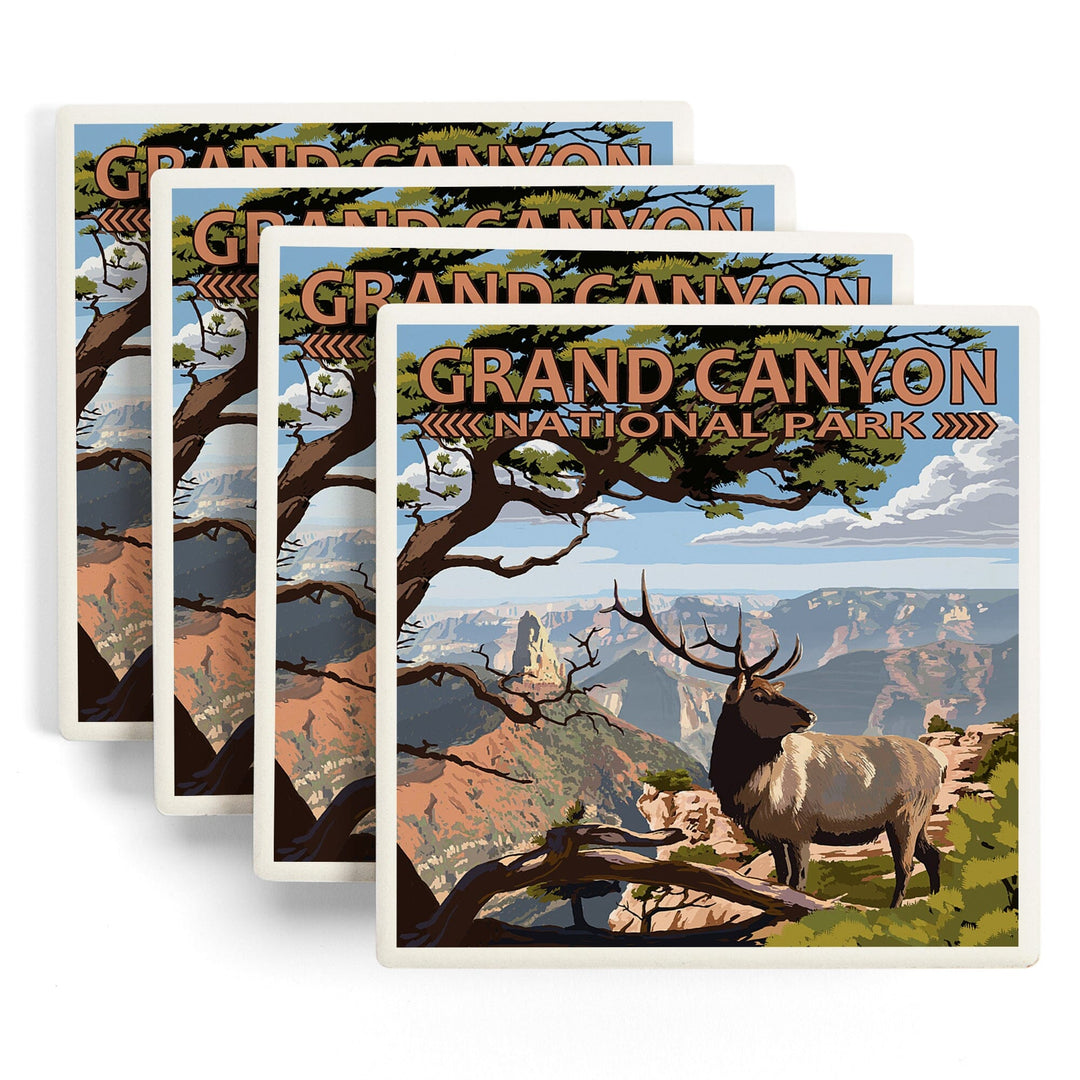 Grand Canyon National Park, Arizona, Elk and Point Imperial, Coasters Coasters Lantern Press