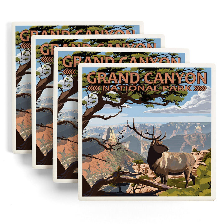 Grand Canyon National Park, Arizona, Elk and Point Imperial, Coasters Coasters Lantern Press
