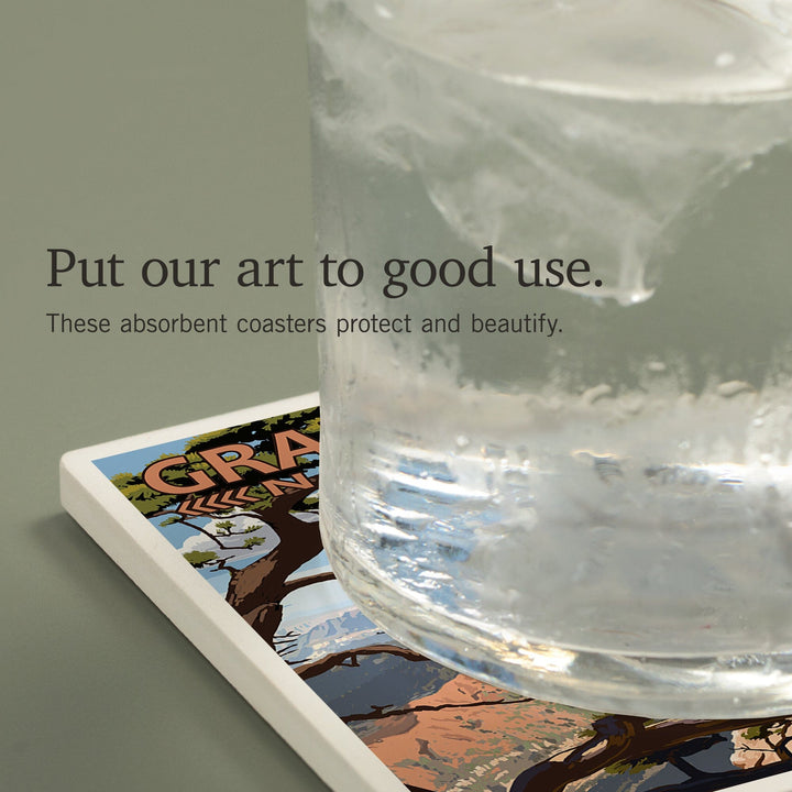 Grand Canyon National Park, Arizona, Elk and Point Imperial, Coasters Coasters Lantern Press