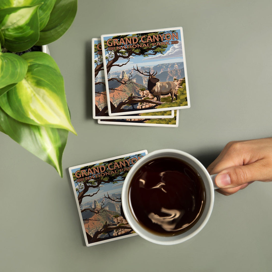 Grand Canyon National Park, Arizona, Elk and Point Imperial, Coasters Coasters Lantern Press