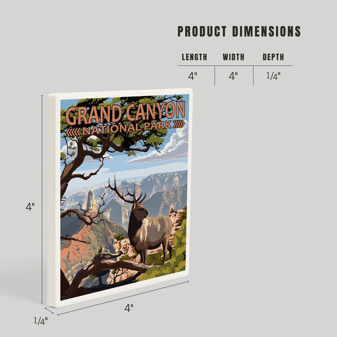 Grand Canyon National Park, Arizona, Elk and Point Imperial, Coasters Coasters Lantern Press