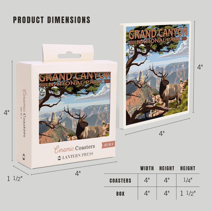 Grand Canyon National Park, Arizona, Elk and Point Imperial, Coasters Coasters Lantern Press