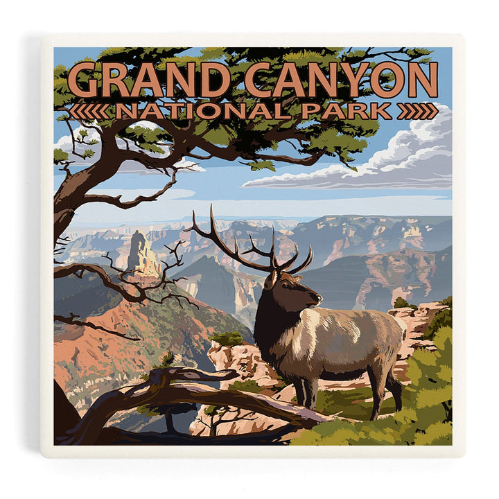 Grand Canyon National Park, Arizona, Elk and Point Imperial, Coasters Coasters Lantern Press