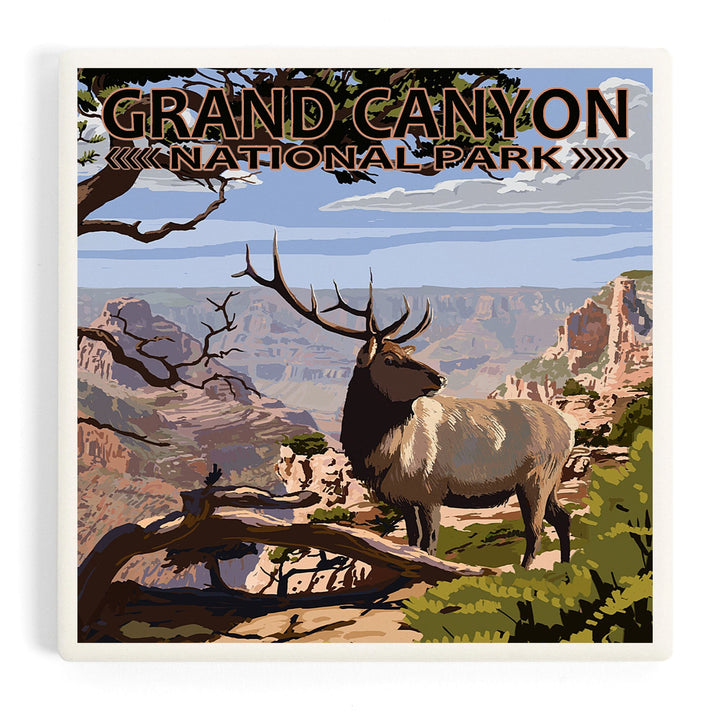 Grand Canyon National Park, Arizona, Elk and South Rim, Coasters Coasters Lantern Press