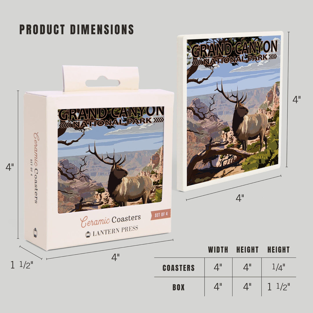Grand Canyon National Park, Arizona, Elk and South Rim, Coasters Coasters Lantern Press