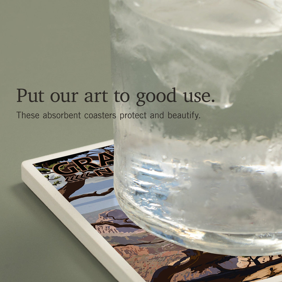 Grand Canyon National Park, Arizona, Elk and South Rim, Coasters Coasters Lantern Press