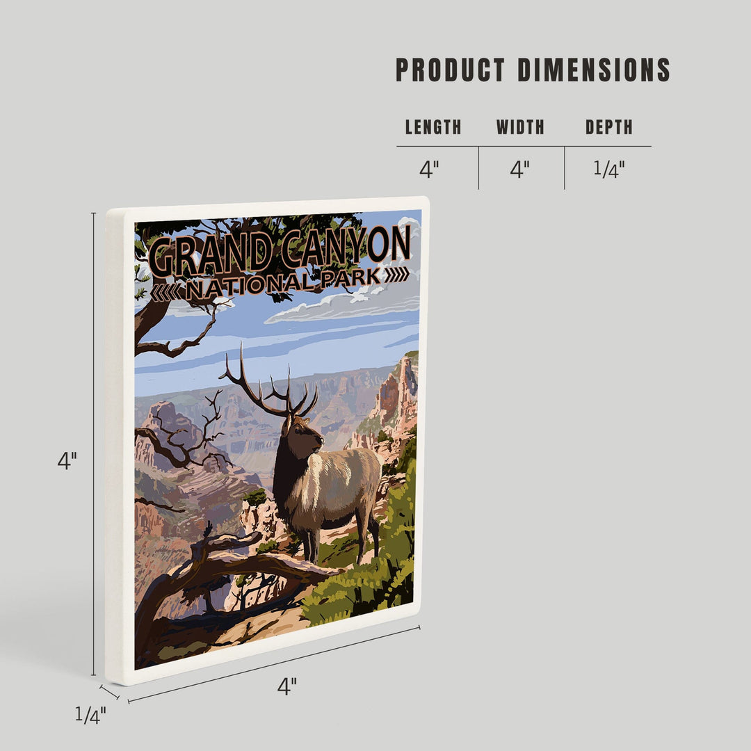Grand Canyon National Park, Arizona, Elk and South Rim, Coasters Coasters Lantern Press