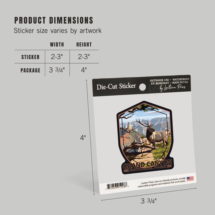 Grand Canyon National Park, Arizona, Elk, Contour, Vinyl Sticker - Lantern Press