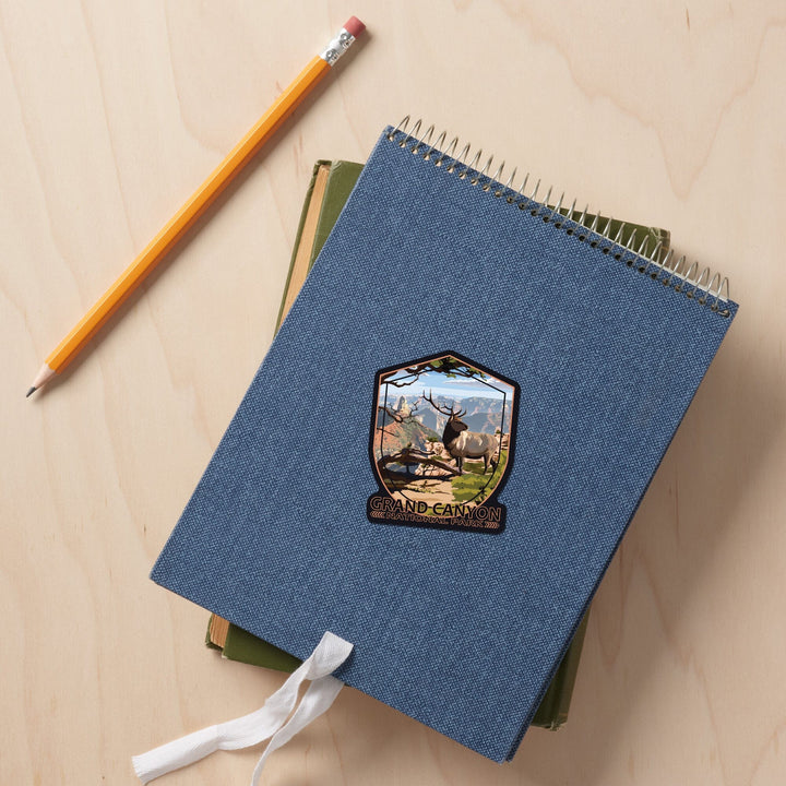 Grand Canyon National Park, Arizona, Elk, Contour, Vinyl Sticker - Lantern Press