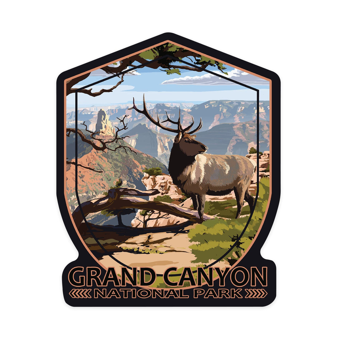Grand Canyon National Park, Arizona, Elk, Contour, Vinyl Sticker - Lantern Press