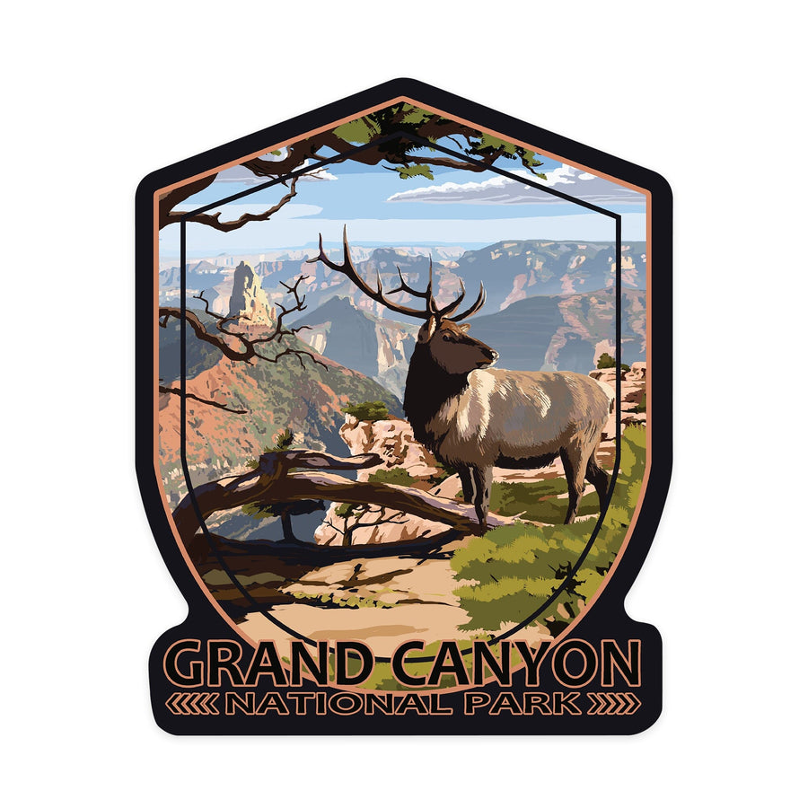 Grand Canyon National Park, Arizona, Elk, Contour, Vinyl Sticker - Lantern Press