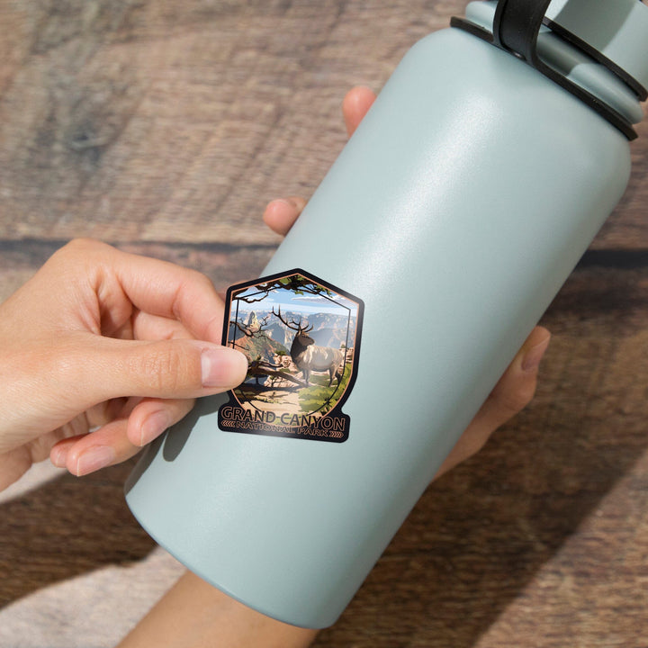 Grand Canyon National Park, Arizona, Elk, Contour, Vinyl Sticker - Lantern Press