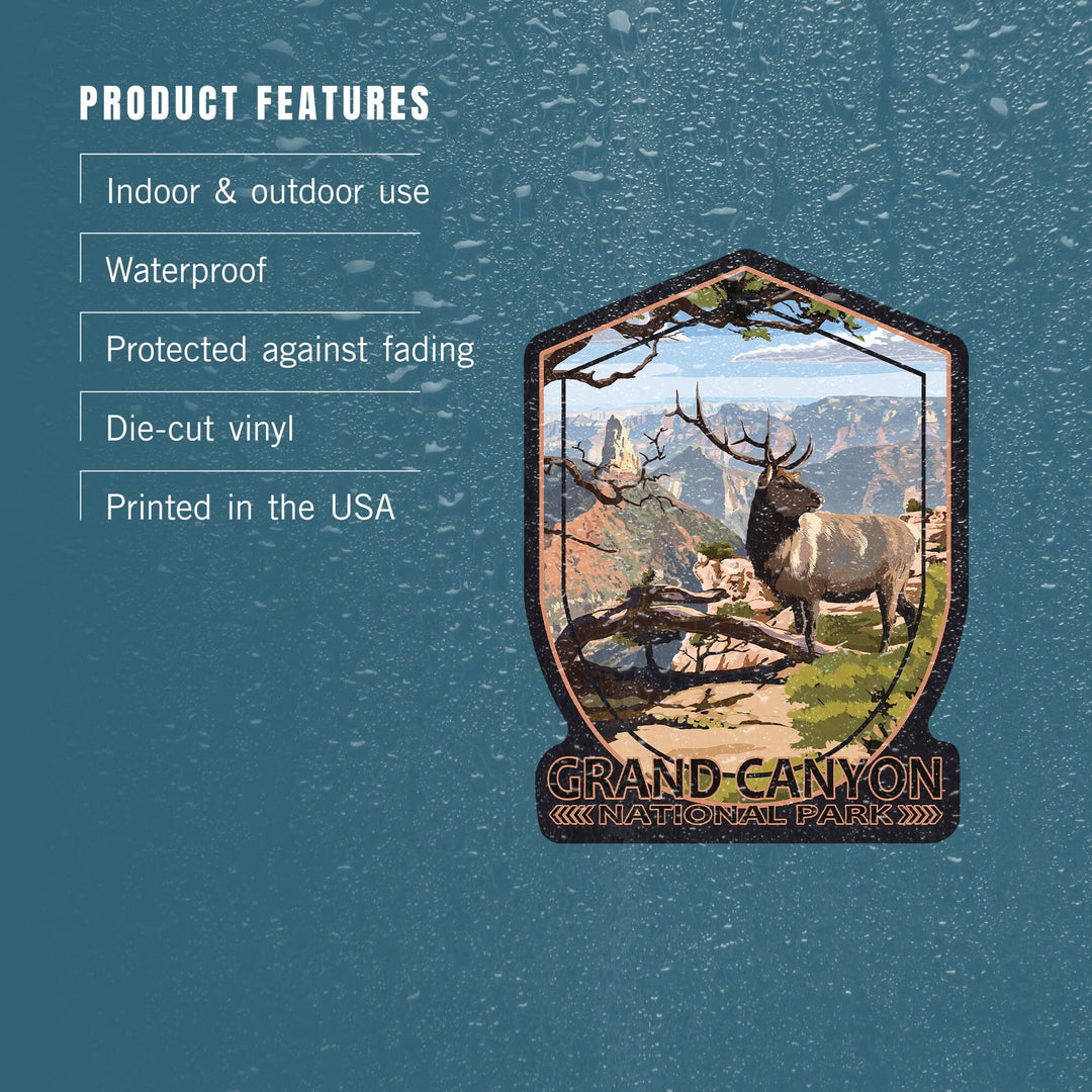 Grand Canyon National Park, Arizona, Elk, Contour, Vinyl Sticker - Lantern Press