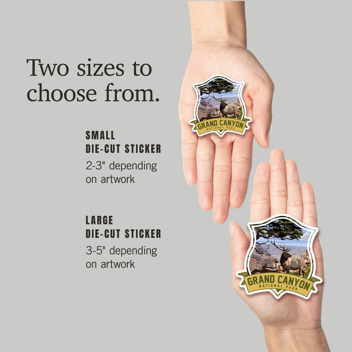 Grand Canyon National Park, Arizona, Elk & South Rim, Contour, Lantern Press Artwork, Vinyl Sticker - Lantern Press