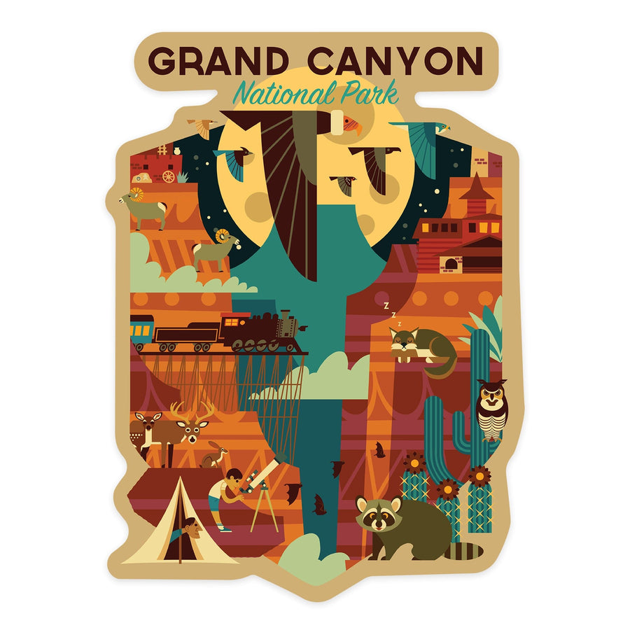 Grand Canyon National Park, Arizona, Geometric National Park Series, Contour, Vinyl Sticker - Lantern Press