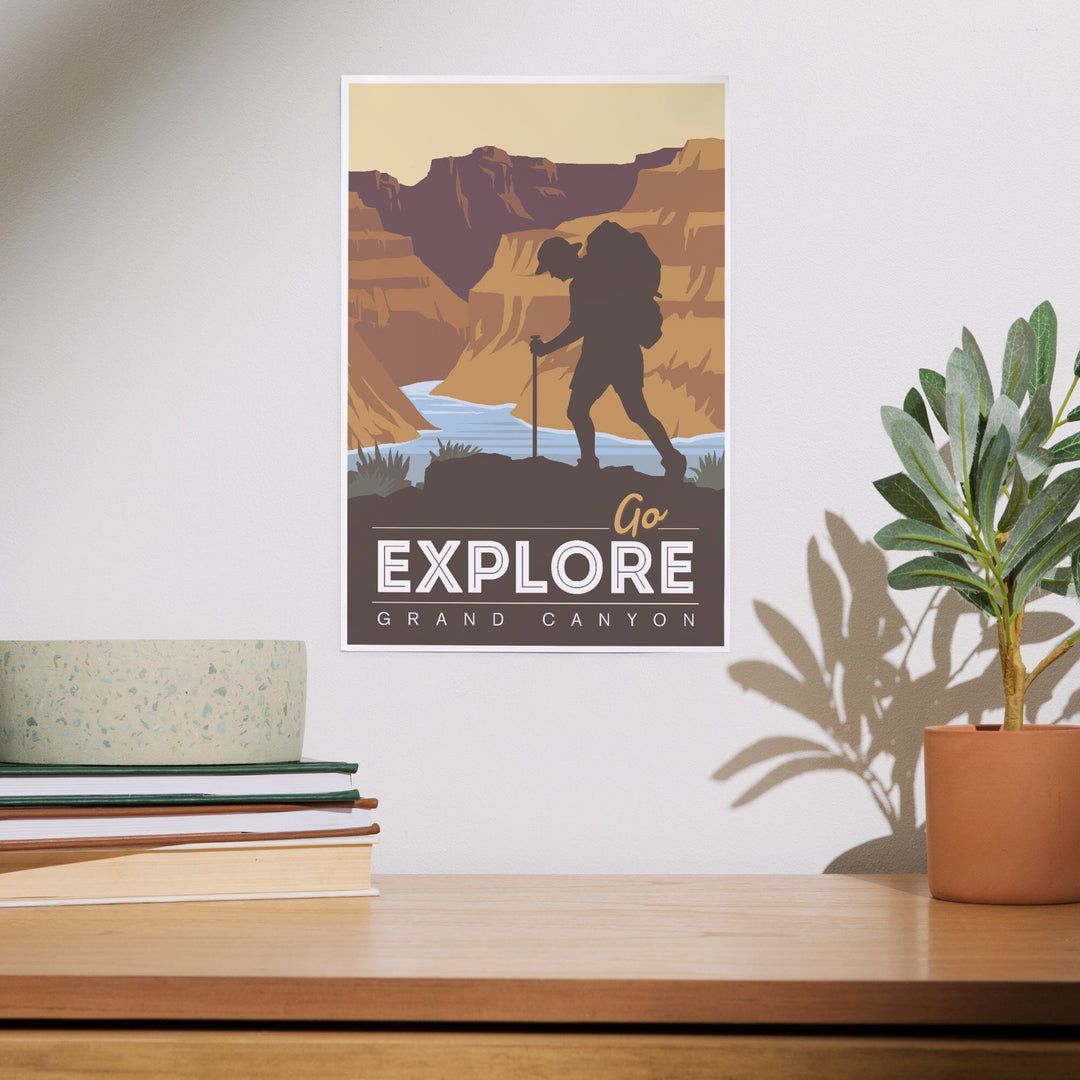Grand Canyon National Park, Arizona, Go Explore, Backpacker, Vector Style, Art & Giclee Prints Art Lantern Press