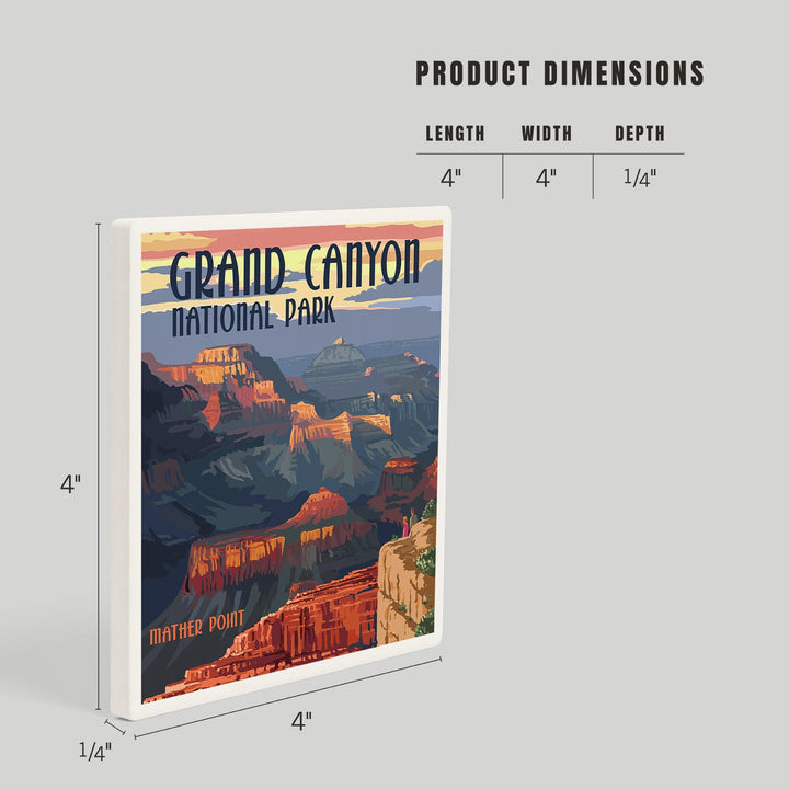 Grand Canyon National Park, Arizona, Mather Point, Coasters Coasters Lantern Press