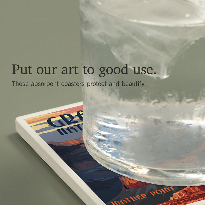 Grand Canyon National Park, Arizona, Mather Point, Coasters Coasters Lantern Press