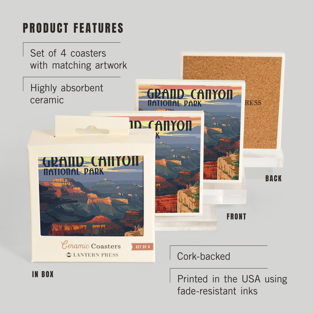 Grand Canyon National Park, Arizona, Mather Point, Coasters Coasters Lantern Press