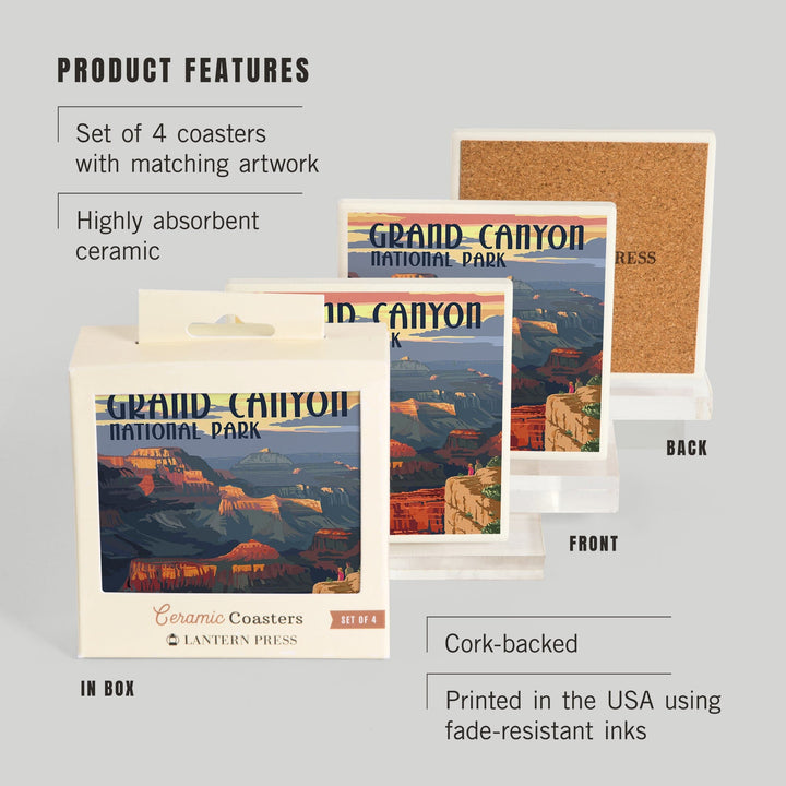 Grand Canyon National Park, Arizona, Mather Point, Coasters Coasters Lantern Press